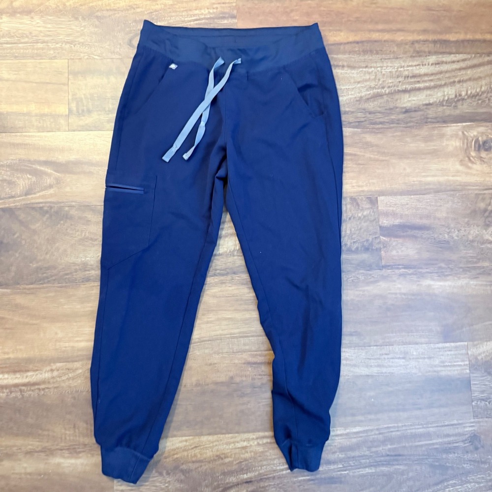 FIGS Zamora Jogger Scrub Pants Navy Blue Small Petite Yoga Waistband W100000